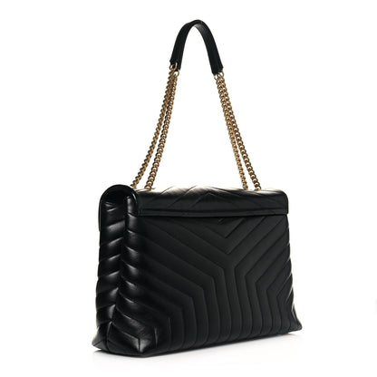 Saint Laurent Calfskin Y Quilted Monogram Large Loulou Chain Satchel Black 2 of 13