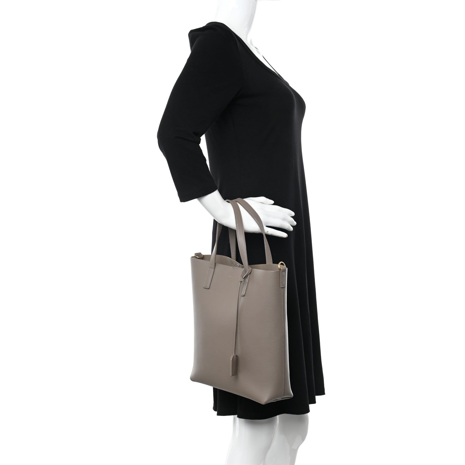 Saint Laurent Calfskin Toy Shopping Tote Dark Beige 2 of 17