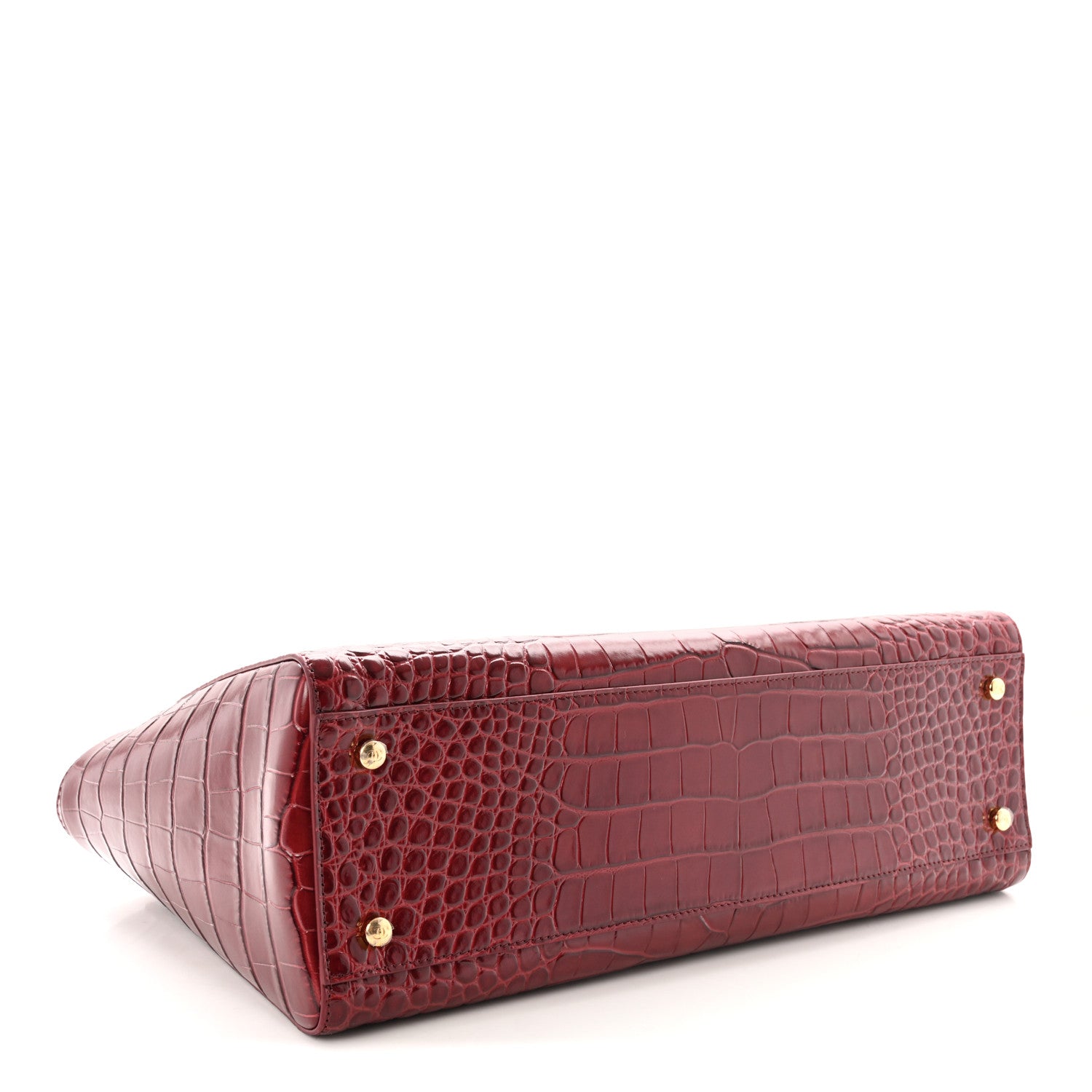 Chanel Calfskin Crocodile Embossed Archetype Small Shopping Tote Burgundy 4 of 10