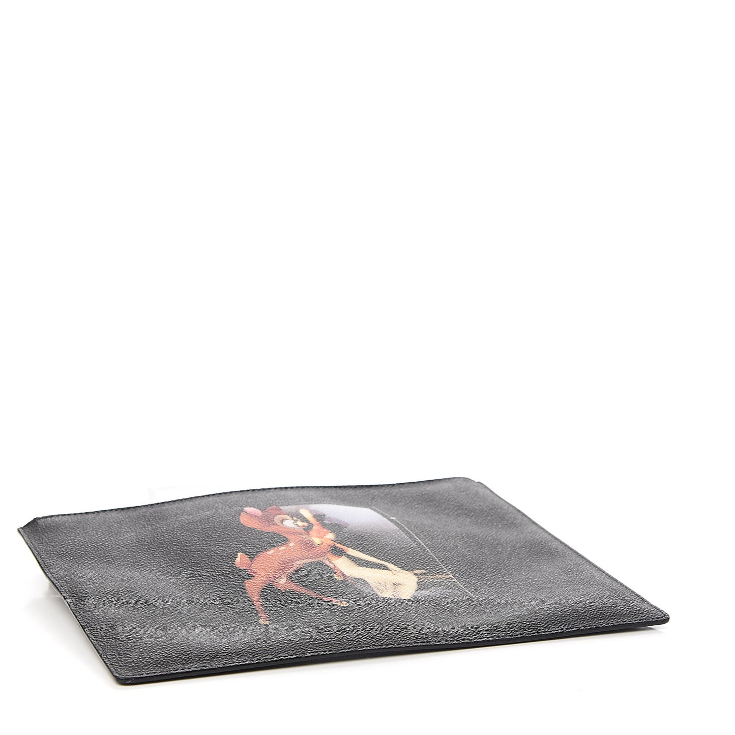 Textured Coated Canvas Bambi Print Medium Cosmetic Pouch Black