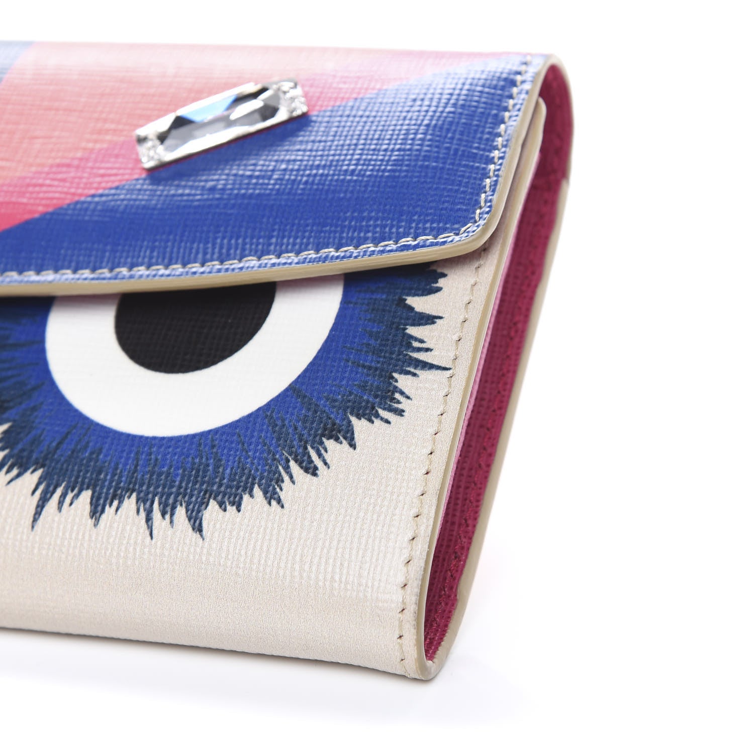 Fendi Vitello Elite Crystal Eye Monster Simply Continental Wallet Bellini Multicolor 8 of 11