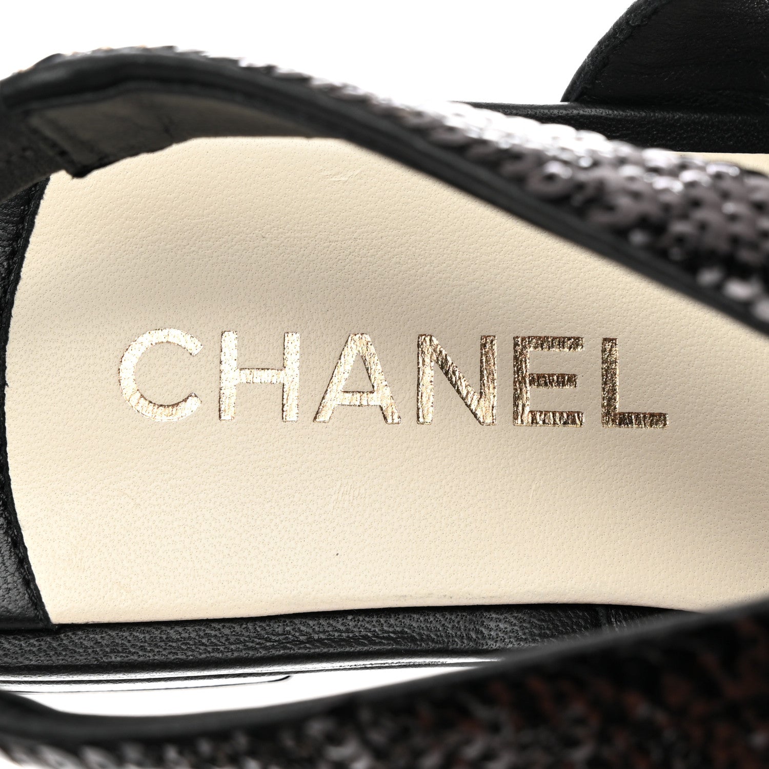Chanel Lambskin Sequin Pearl CC Thong Sandals 41 Black 6 of 8