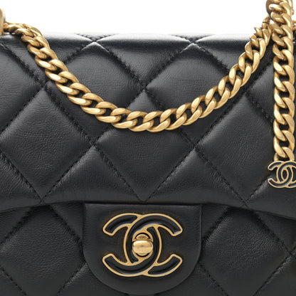 Chanel Lambskin Enamel Quilted Mini Pending CC Square Flap Black 8 of 11