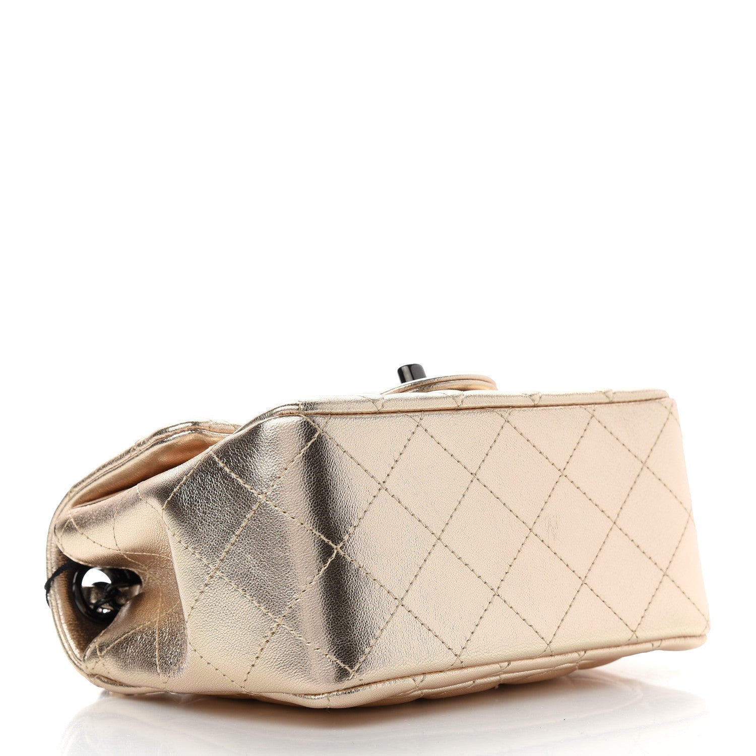 Chanel Metallic Lambskin Quilted Mini Square Flap Gold Black 4 of 9