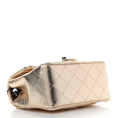 Chanel Metallic Lambskin Quilted Mini Square Flap Gold Black 4 of 9