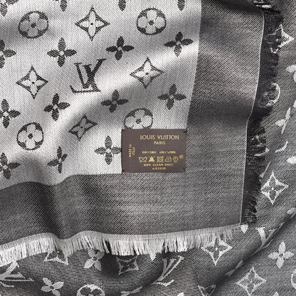 Louis Vuitton Wool Silk Monogram Denim Shawl Black 4 of 4
