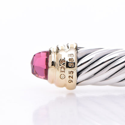 David Yurman Sterling Silver 14K Yellow Gold Pink Tourmaline 5mm Cable Classics Petite Color Bracelet 4 of 4