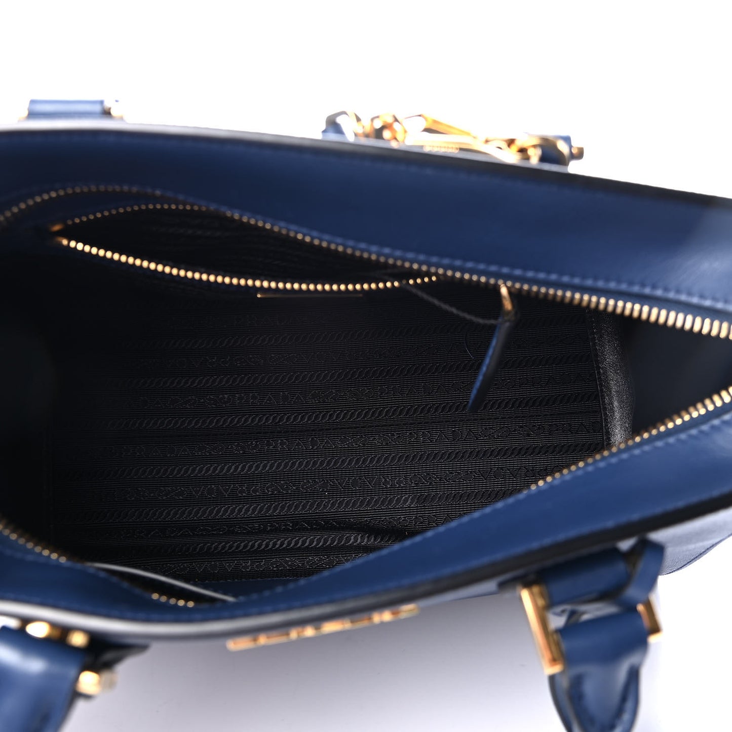 Saffiano Soft Calfskin Double Handle Satchel Bluette