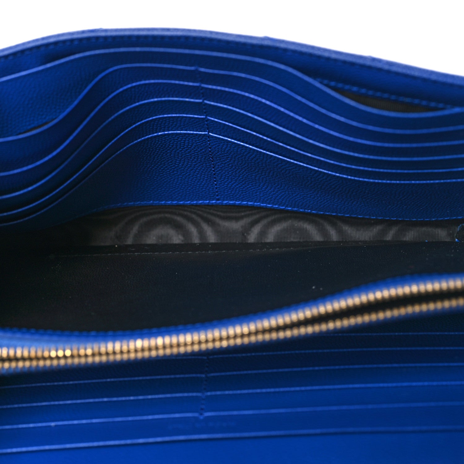 Saint Laurent Grain De Poudre Matelasse Chevron Monogram Chain Wallet Blue Majorelle 5 of 12