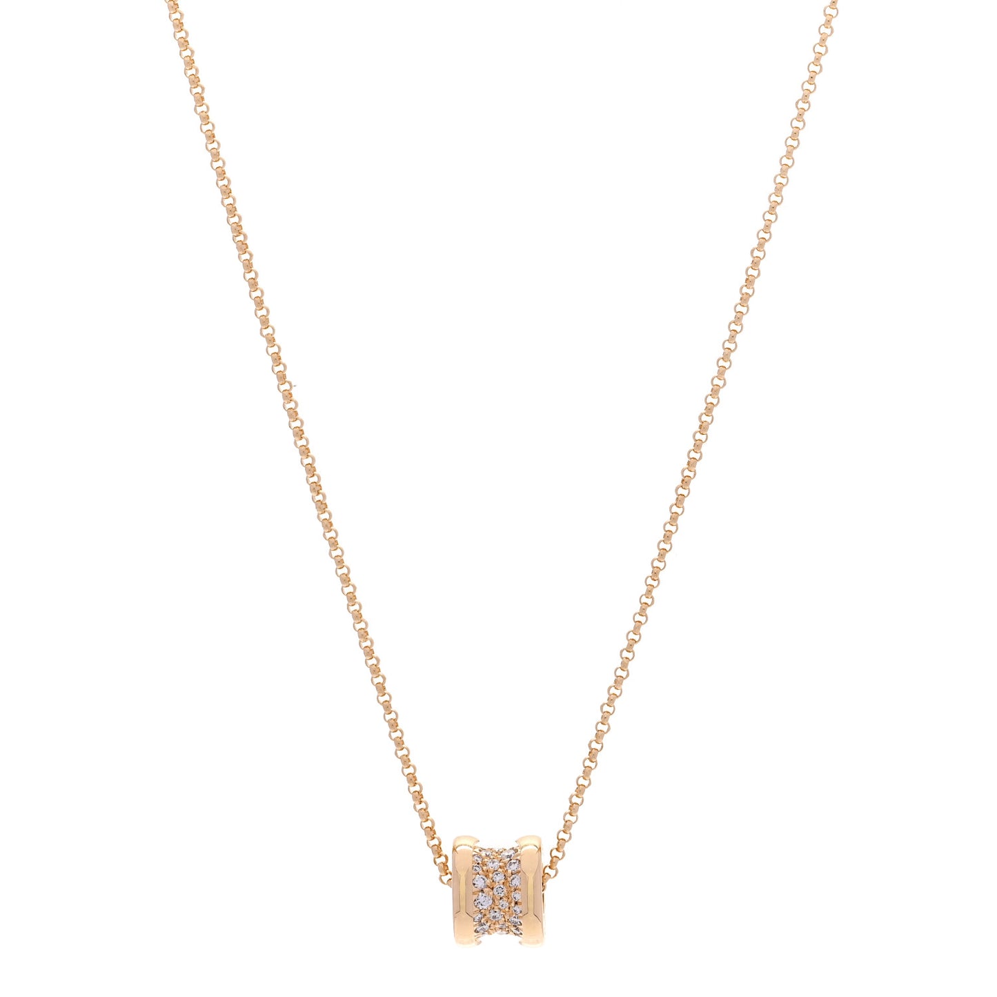 18K Yellow Gold Diamond Small B.Zero1 Pave Pendant Necklace