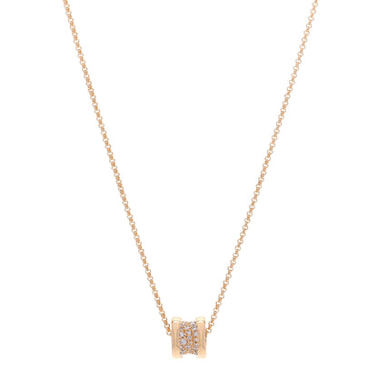Bulgari 18K Yellow Gold Diamond Small B.Zero1 Pave Pendant Necklace 1 of 5