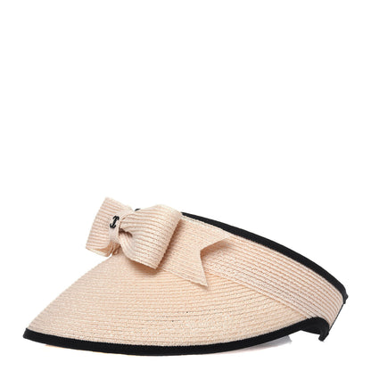 Chanel Straw Grosgrain Visor M Beige Black 1 of 7