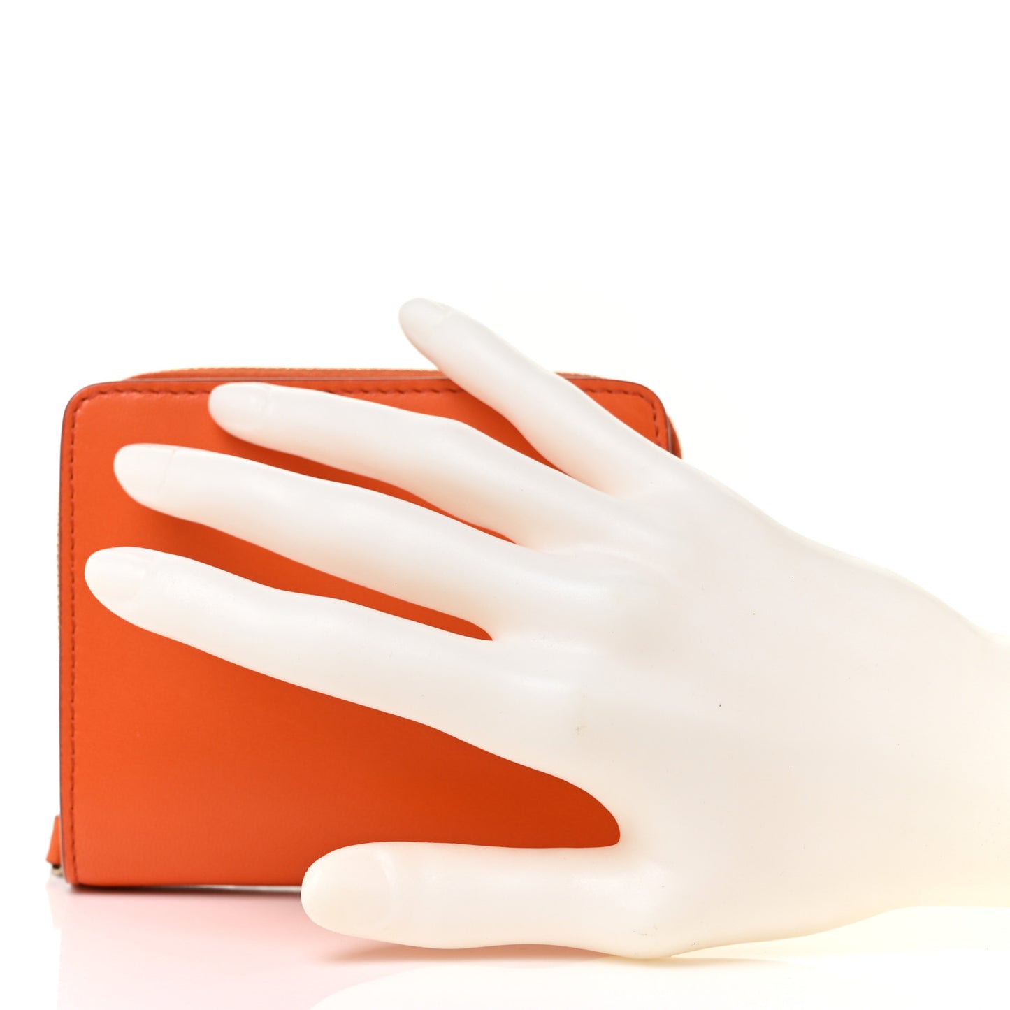 Calfskin Compact Zipped Multifunction Wallet Orange