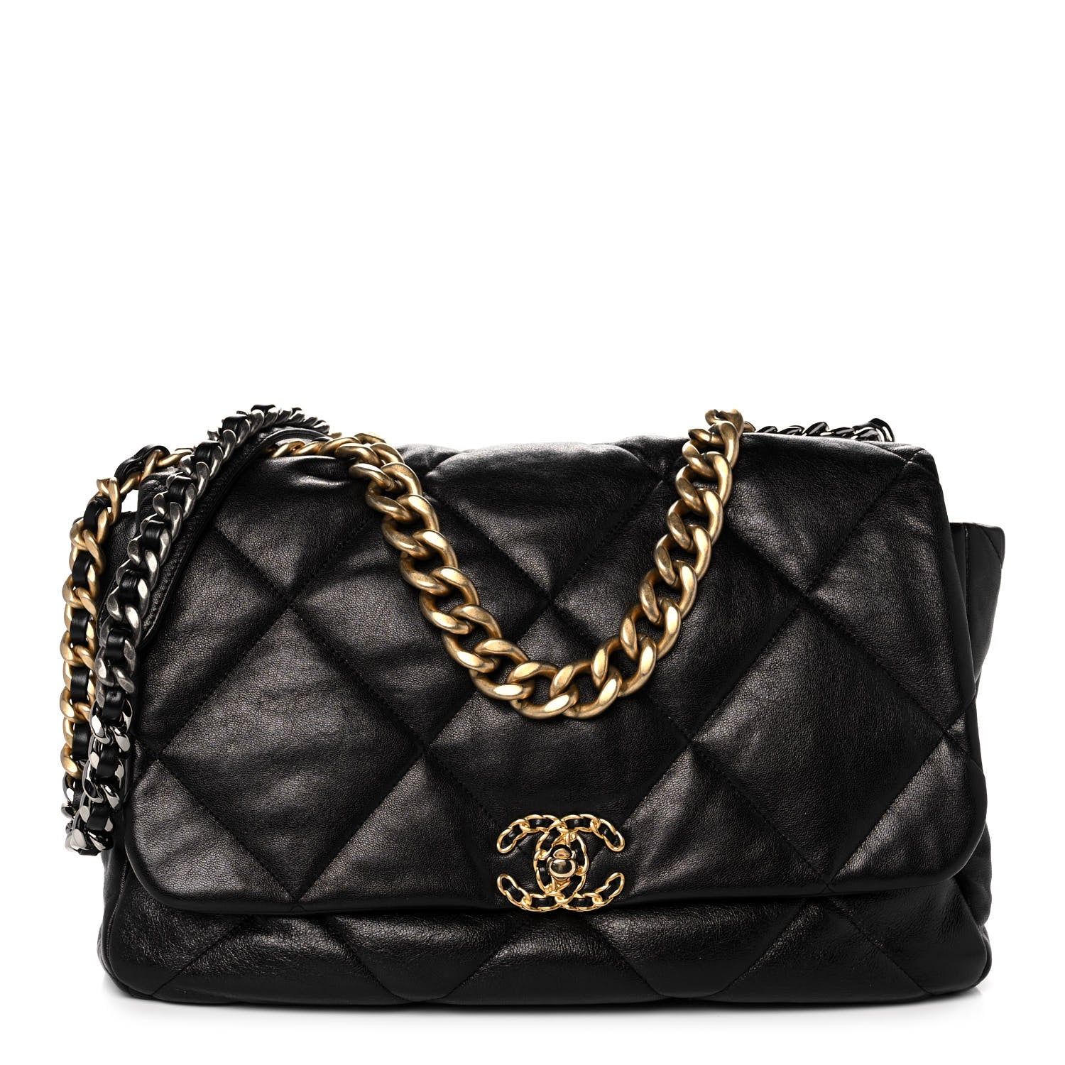 Chanel Goatskin Quilted Maxi Chanel 19 Flap Black 1 of 10