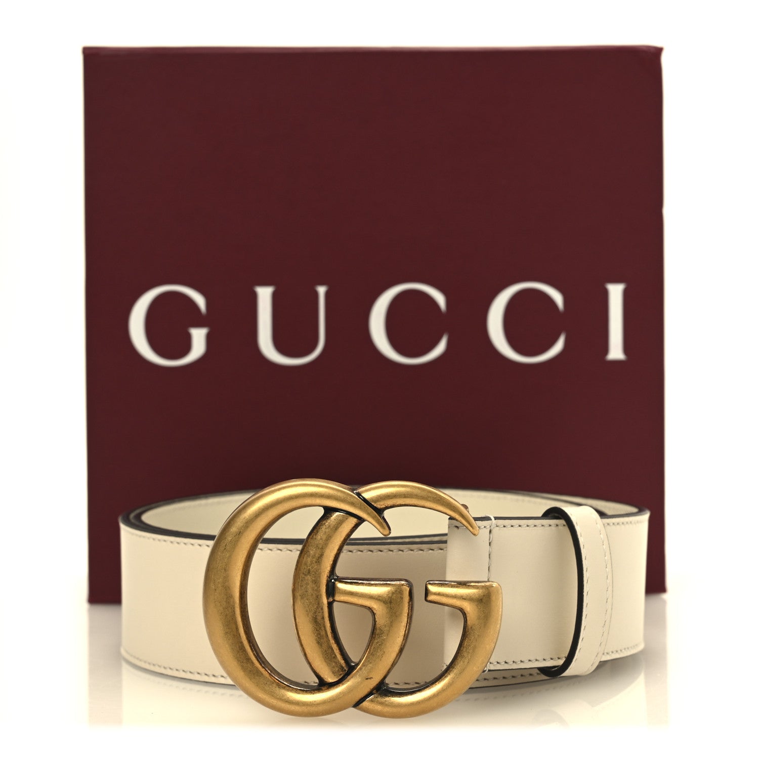 Gucci Calfskin Double G 40mm Belt 80 32 Mystic White 6 of 6