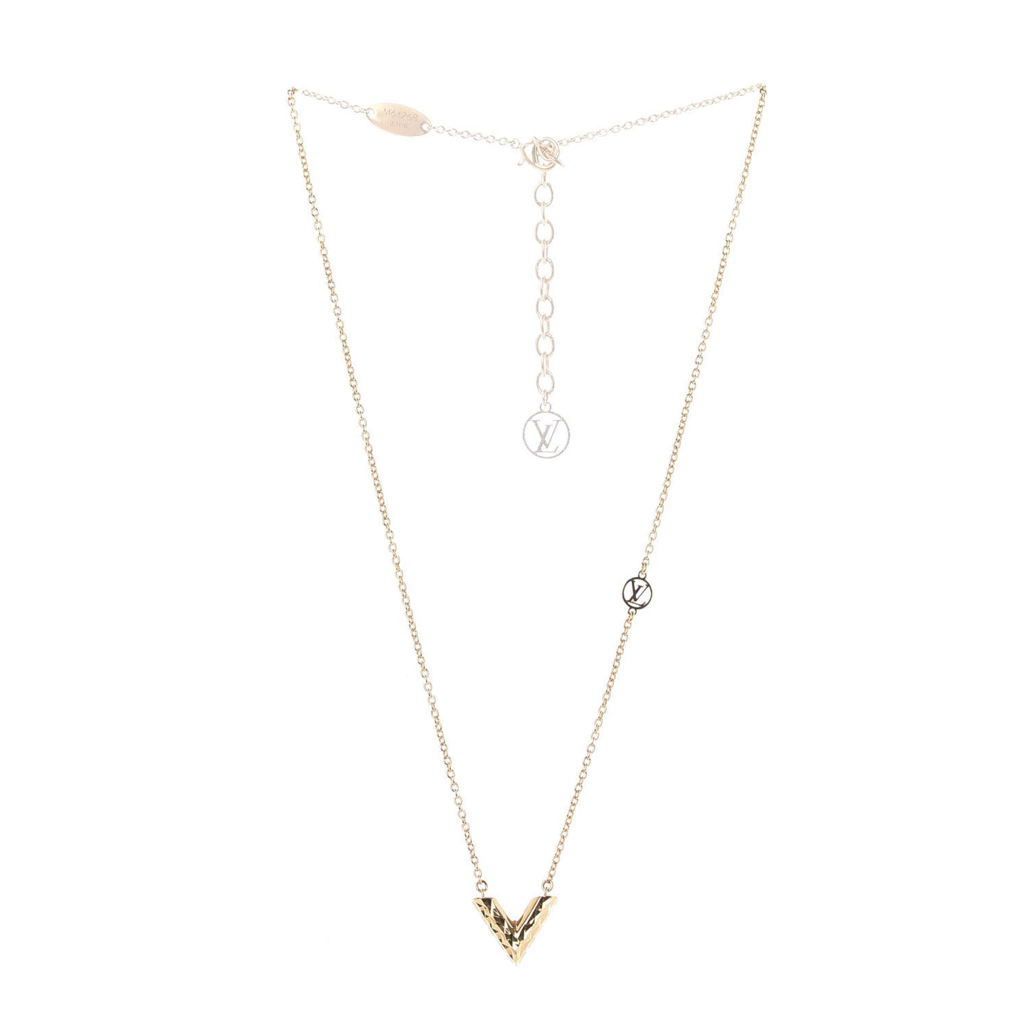 Essential V Guilloche Necklace Gold