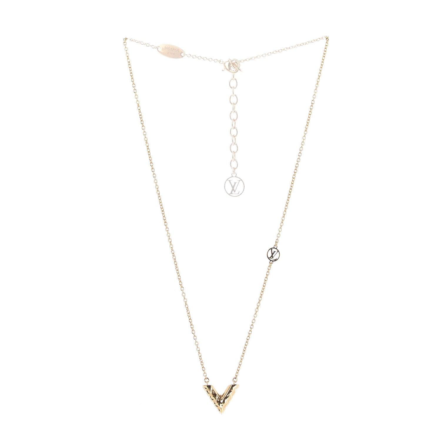 Louis Vuitton Essential V Guilloche Necklace Gold 3 of 6