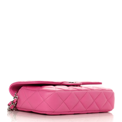 Chanel Lambskin Quilted Flap Phone Holder With Chain Neon Pink 4 of 13
