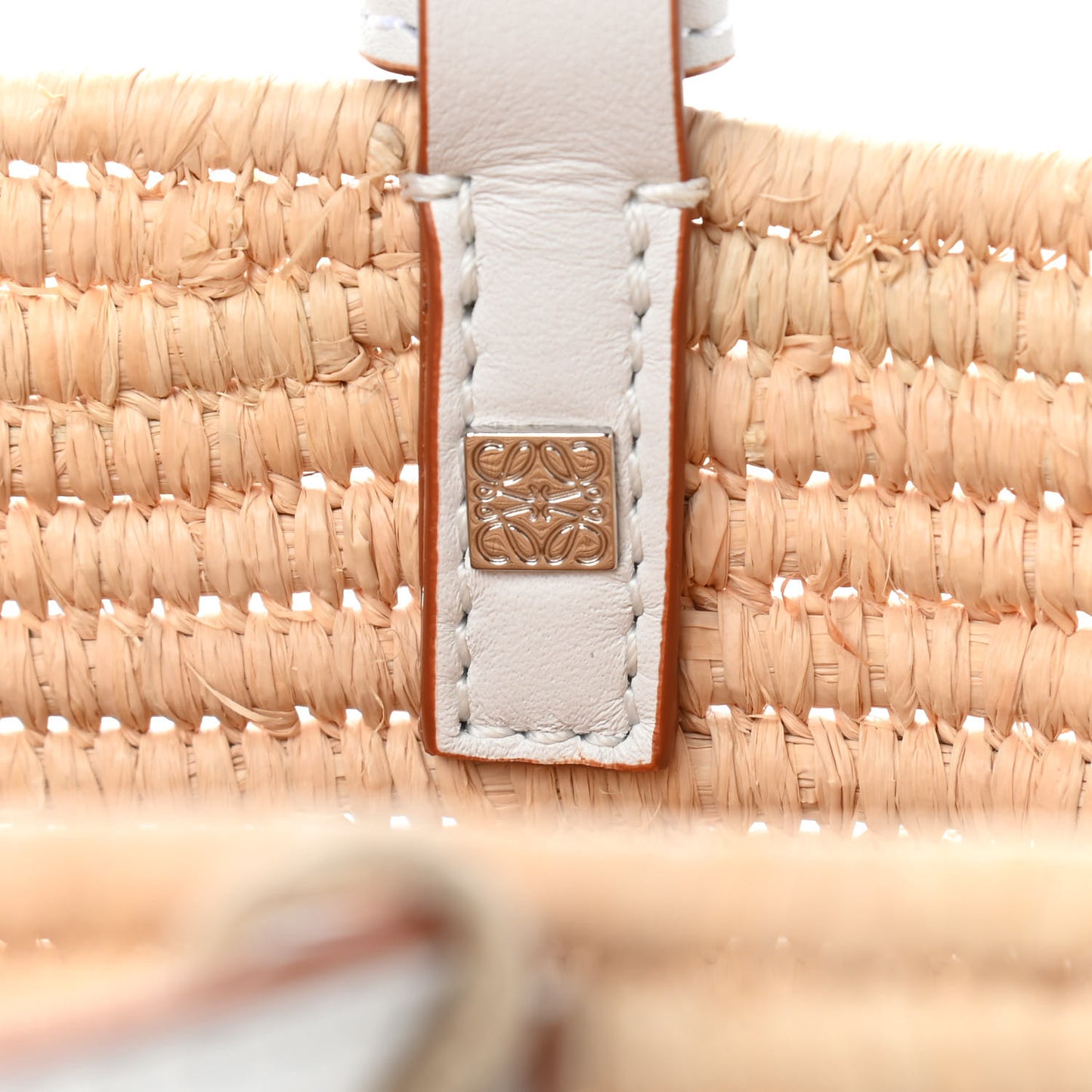 Raffia Square Basket Tote Bag Natural White