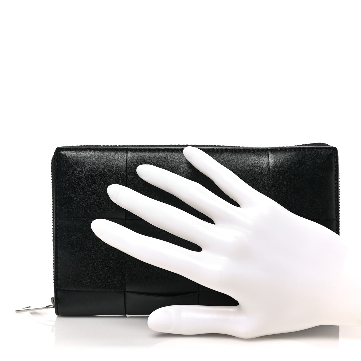 Nappa Maxi Intrecciato Zip Around Wallet Black