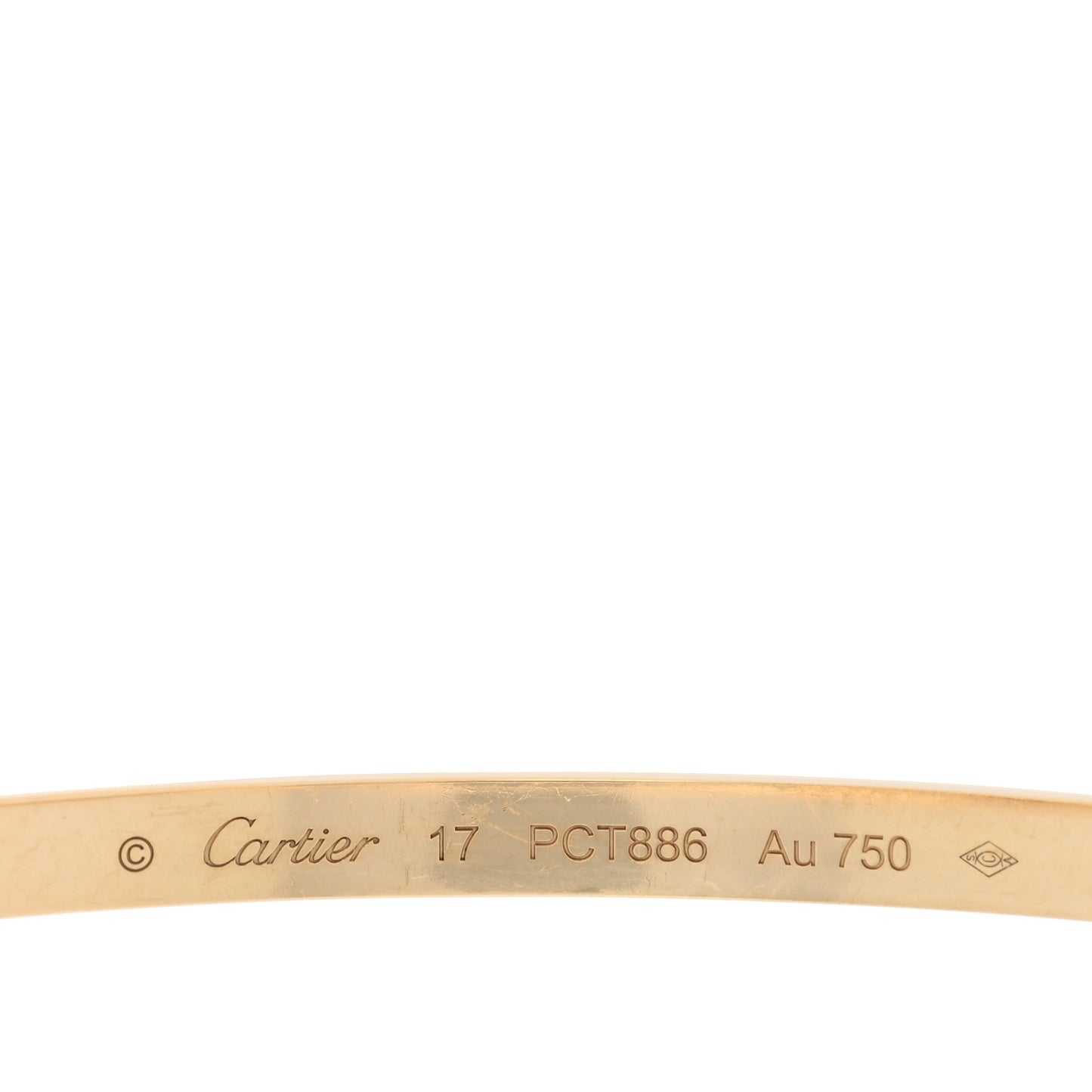 18K Yellow Gold 6 Diamond Small LOVE Bracelet 17