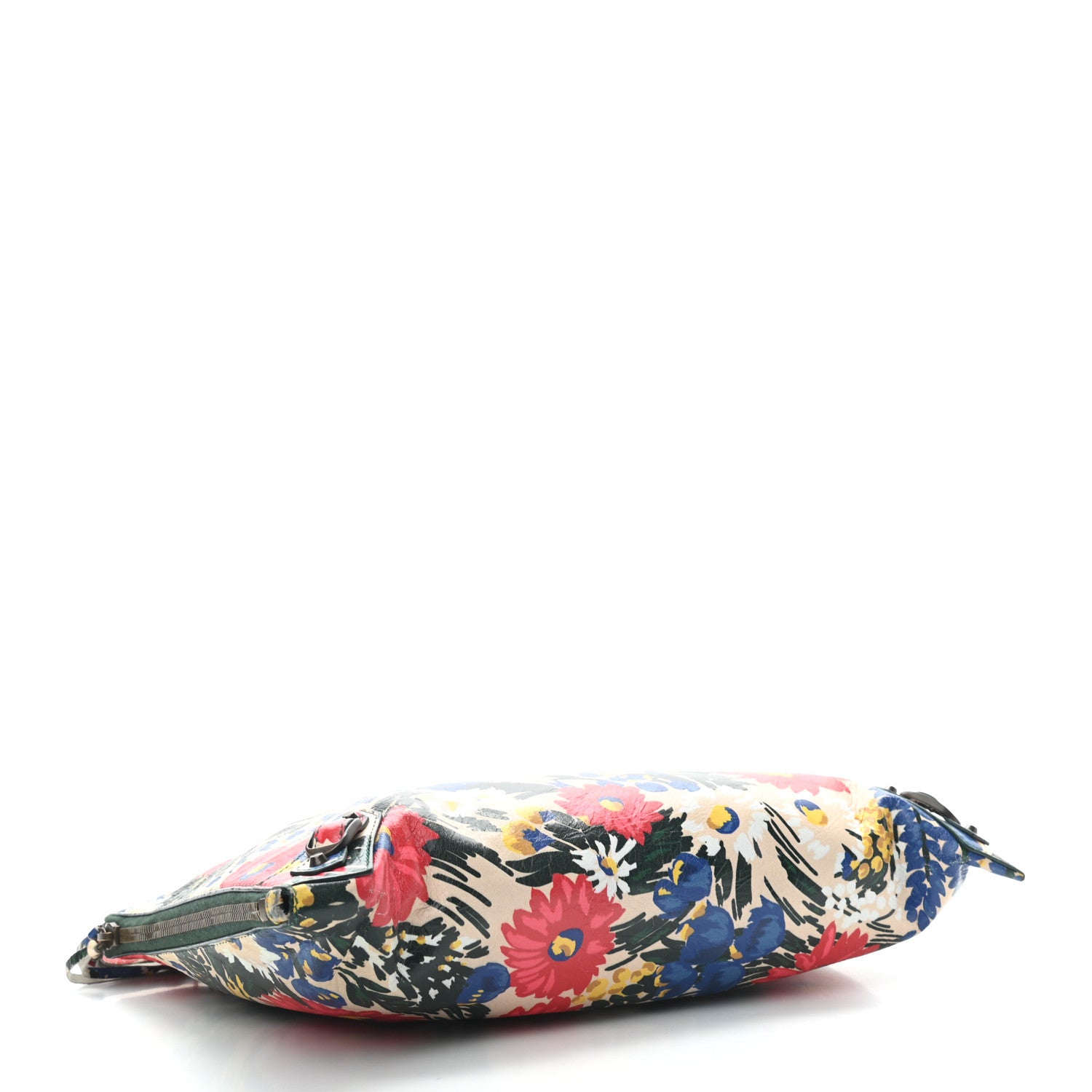 Balenciaga Agneau Classic Hardware Fleurs Small Pouch Beige Red Green 4 of 9