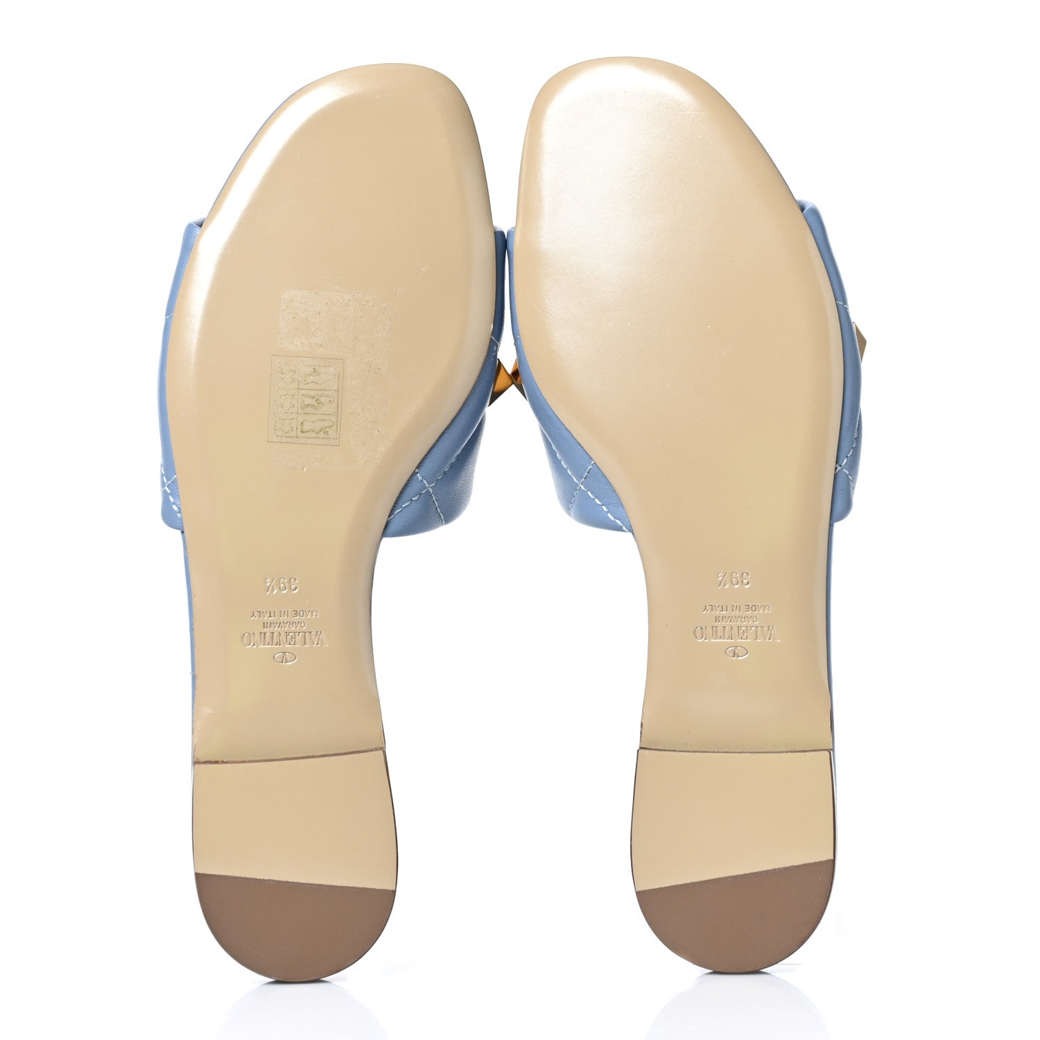 Valentino Garavani Nappa Roman Stud Flat Slide Sandals 39.5 Niagara 5 of 8