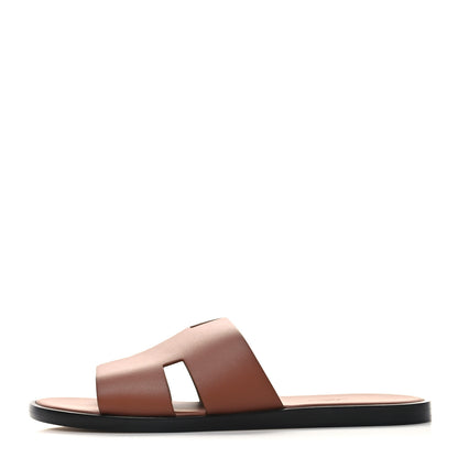 Hermes Calfskin Mens Izmir Sandals 43 Gold 1 of 8