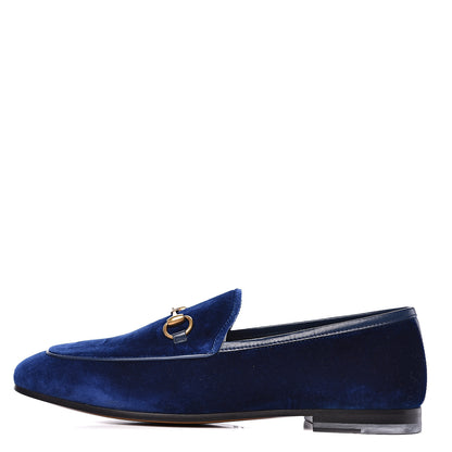 Gucci Velvet Horsebit Womens Jordaan Loafers 37 Blue Cobalt 1 of 9