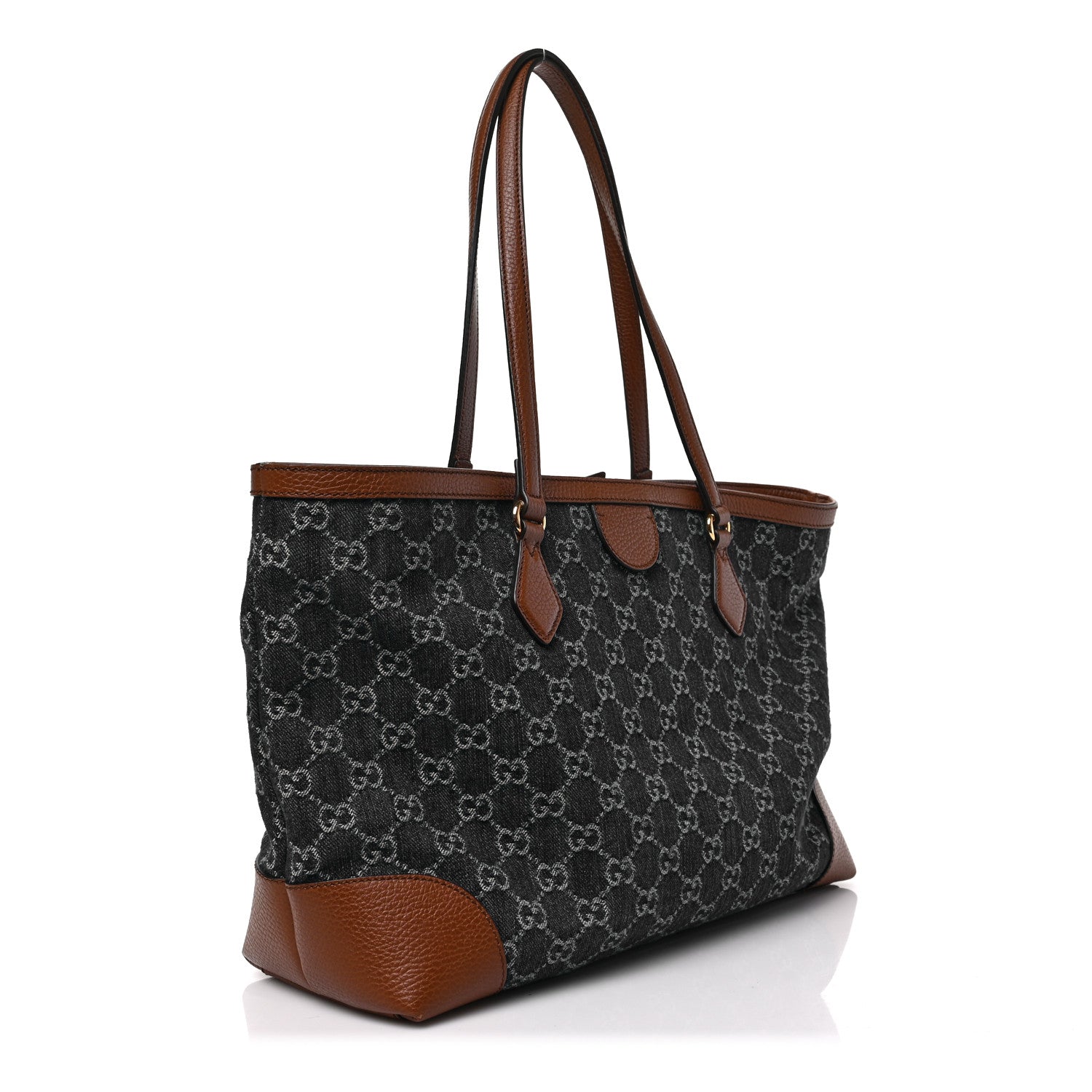 Gucci New Denim GG Monogram Medium Ophidia Shopping Tote Blue Tea Cuir 3 of 8