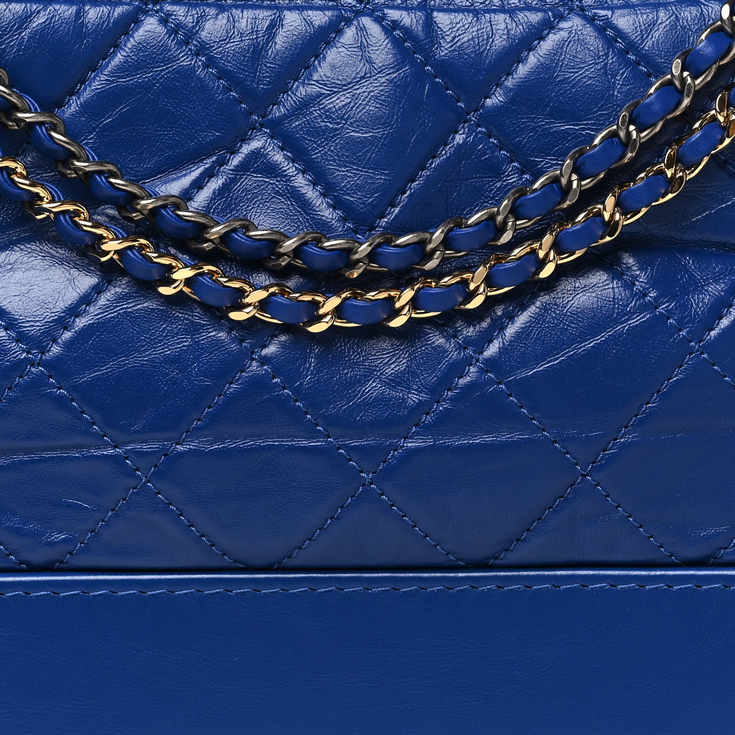 Chanel Aged Smooth Calfskin Quilted Medium Gabrielle Logo Hobo Blue 8 of 10