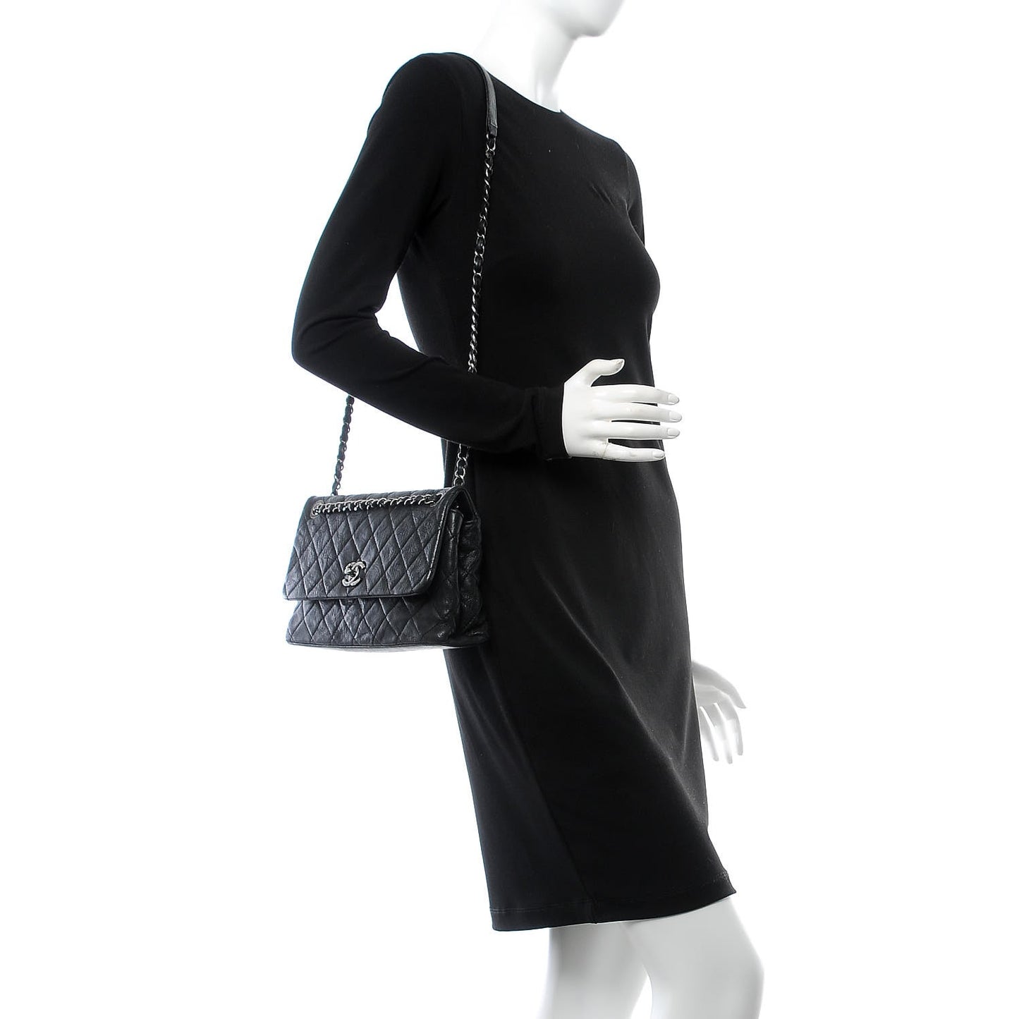 Sheepskin Quilted Jumbo Easy Flap Black