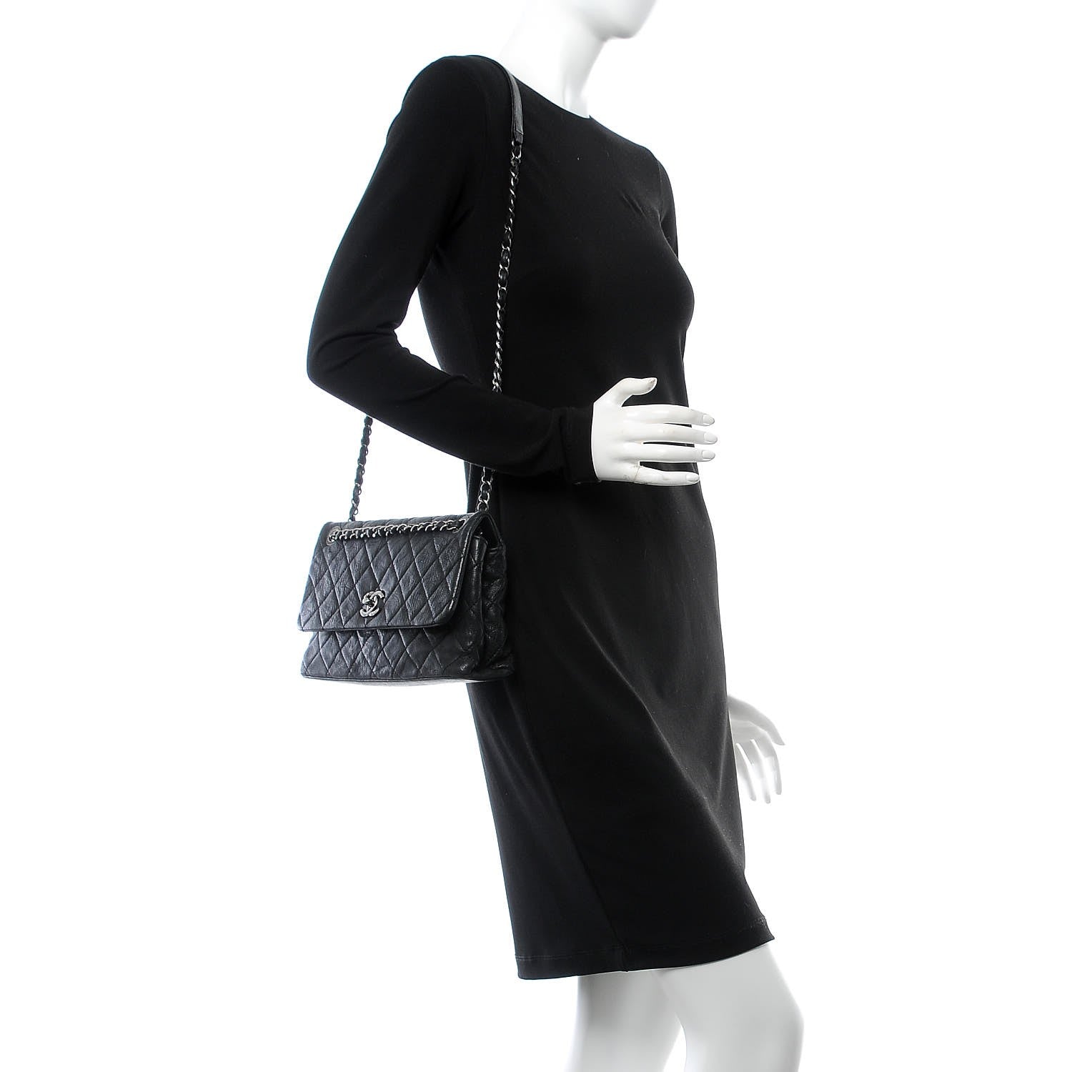 Chanel Sheepskin Quilted Jumbo Easy Flap Black 2 of 8