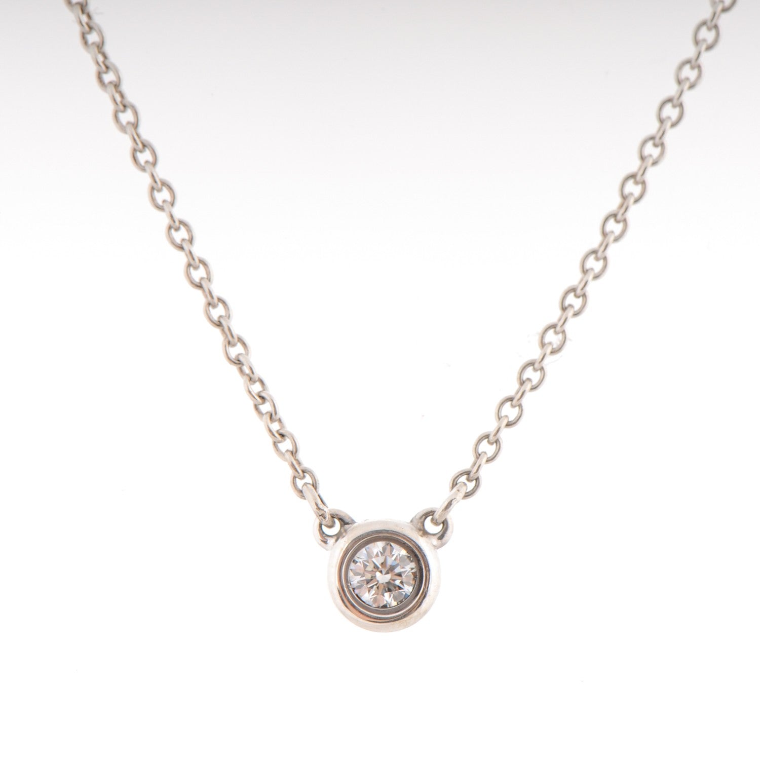 Tiffany Sterling Silver Diamond .07ct Elsa Peretti Diamonds by the Yard Pendant Necklace 3 of 6