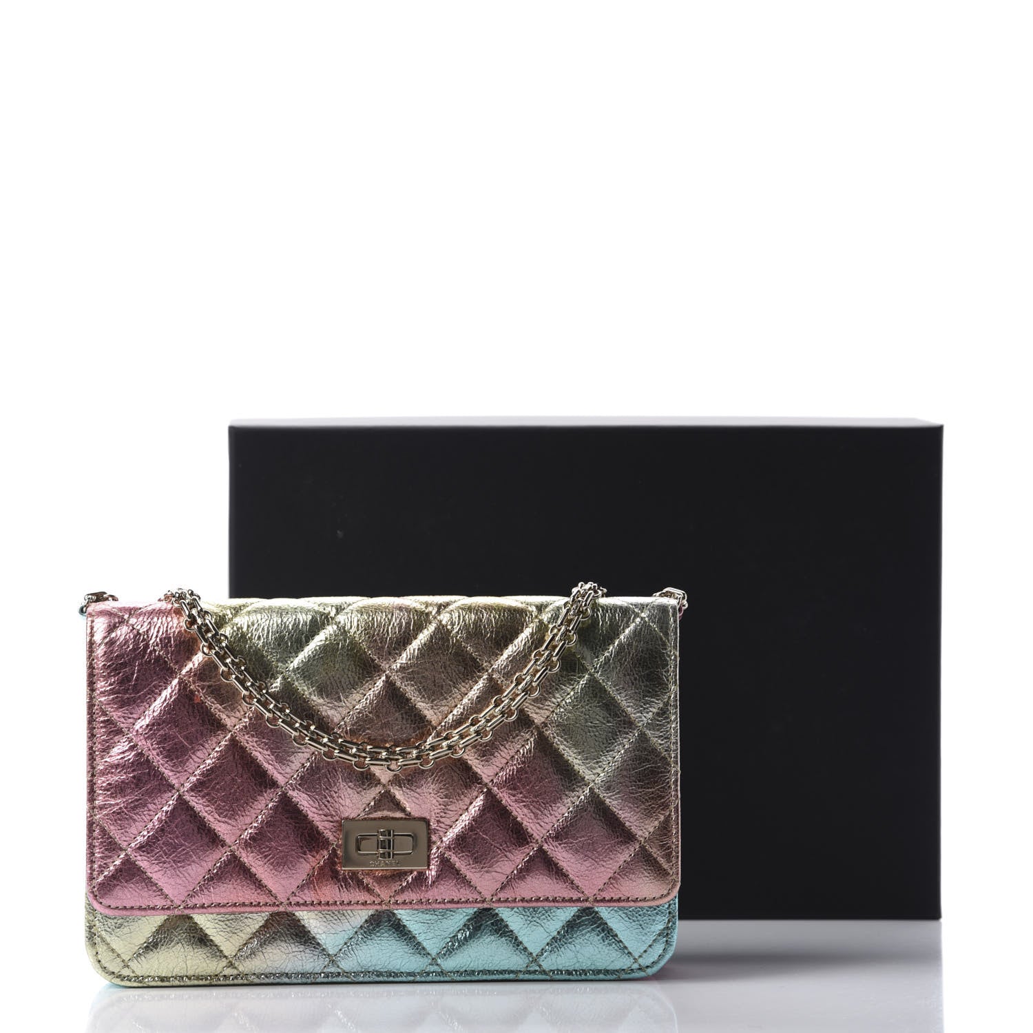 Chanel Metallic Goatskin Quilted 2.55 Reissue Wallet on Chain WOC Multicolor 12 of 12