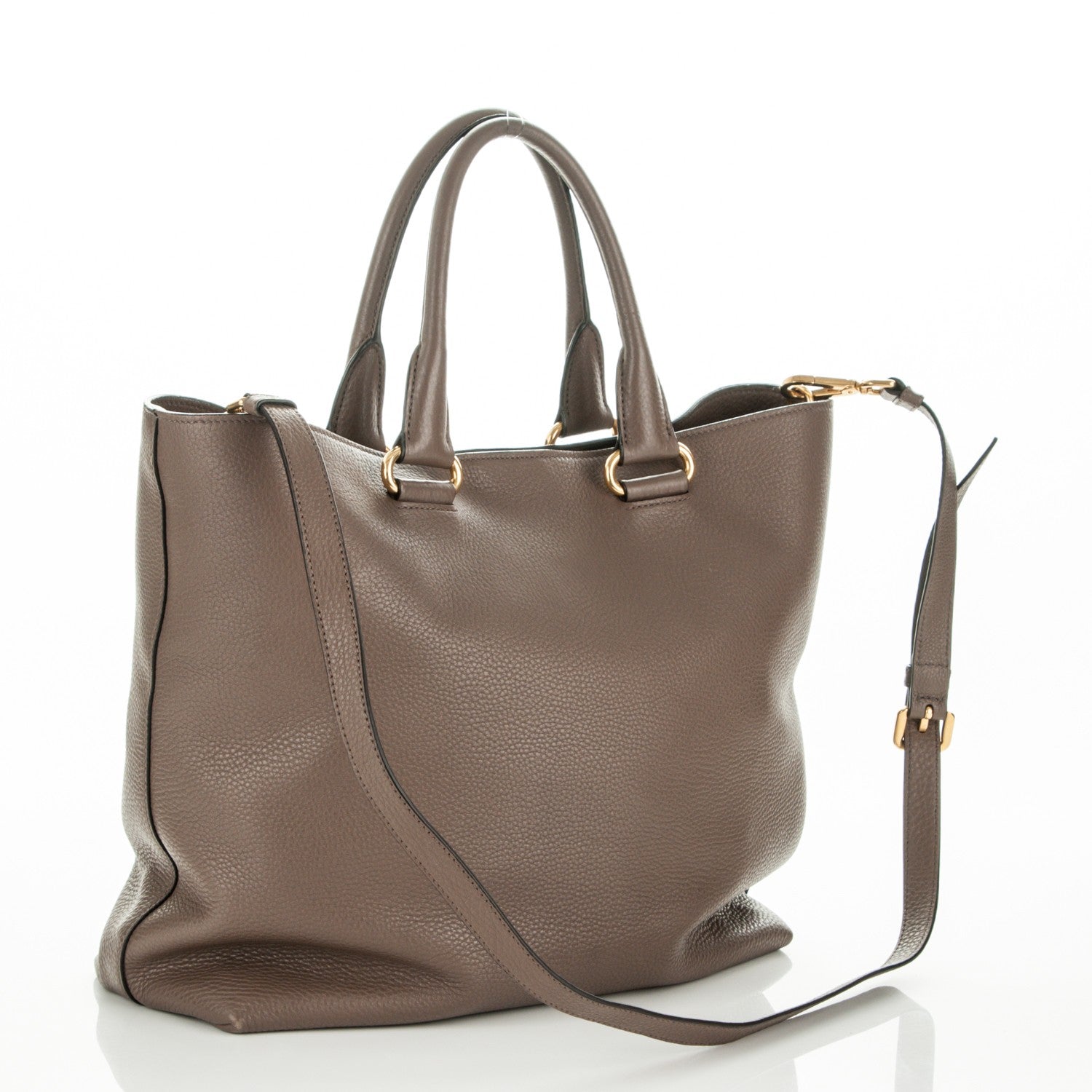 Prada Vitello Daino Shopping Tote Bambu 3 of 8