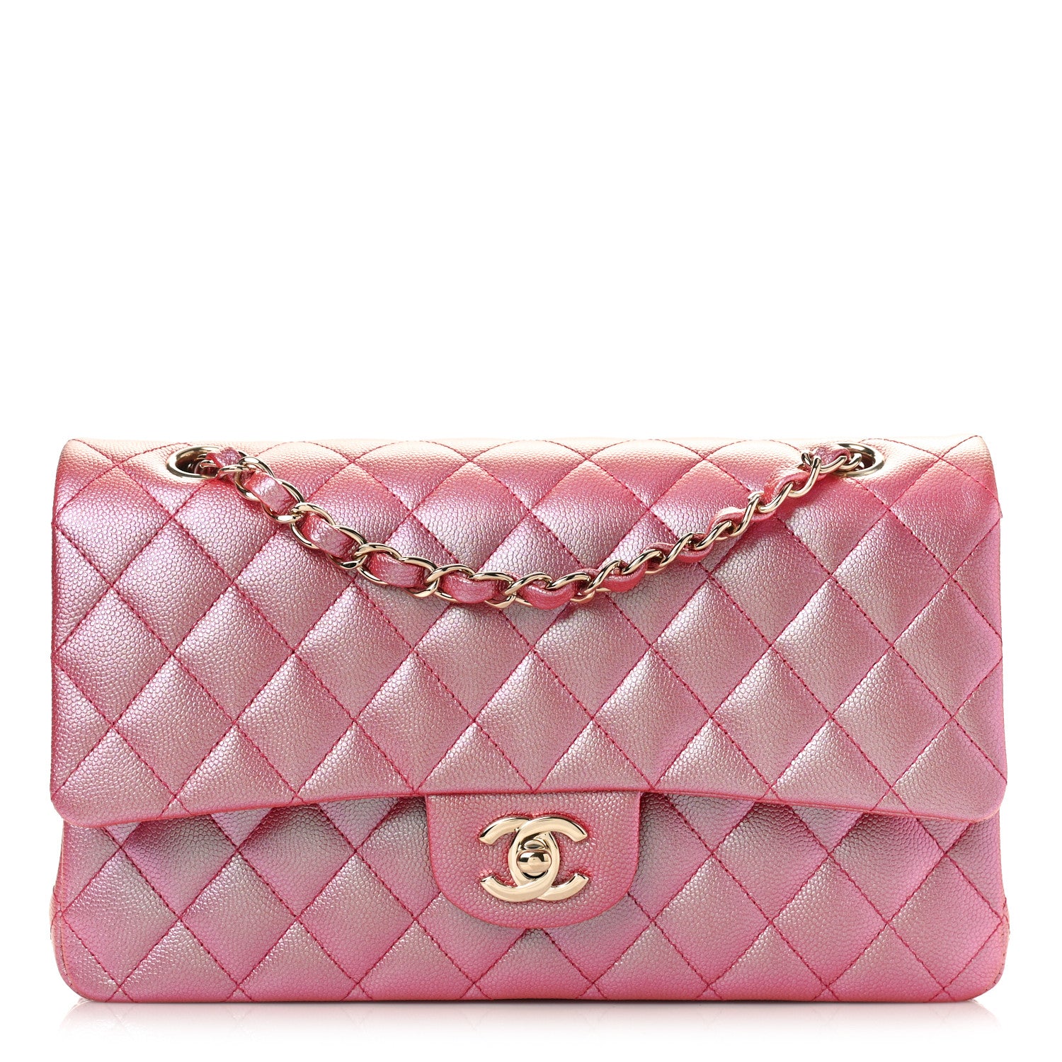 Chanel Iridescent Caviar Quilted Medium Double Flap Pink 1 of 10