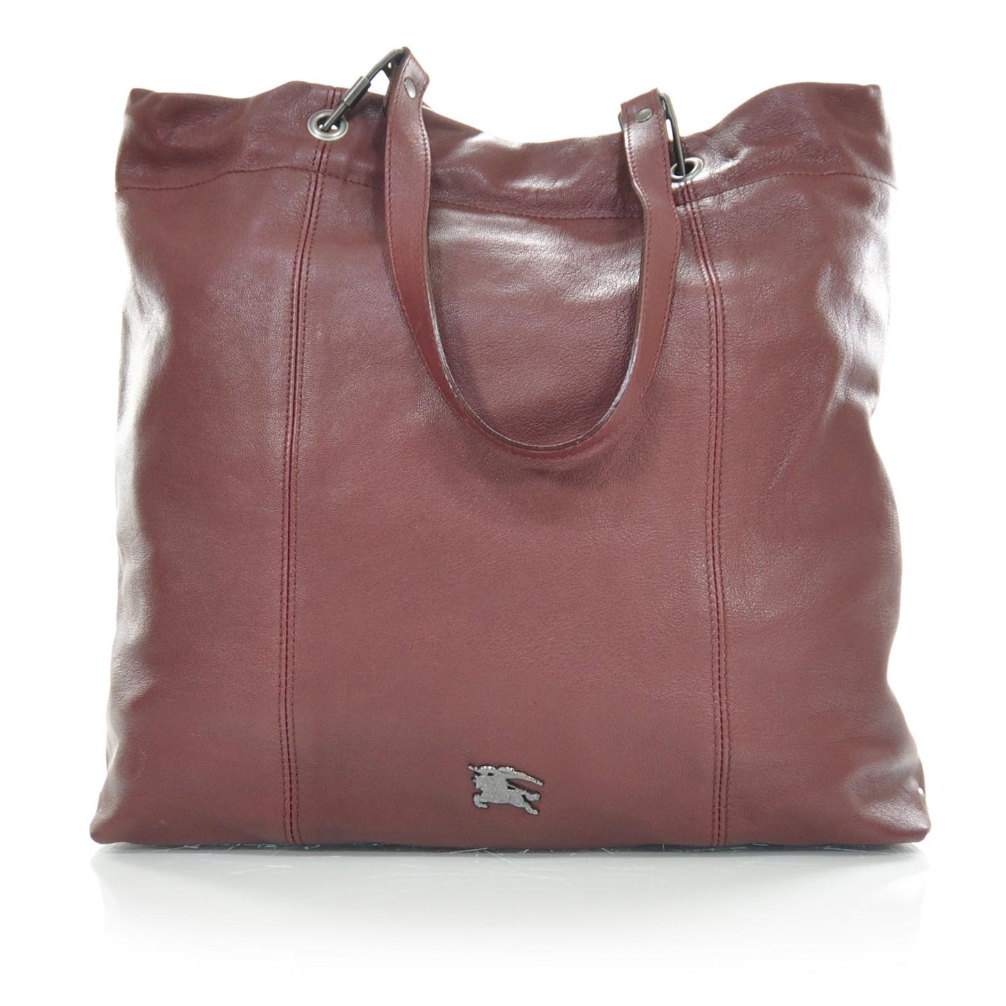 Leather Packable Drawstring Tote Dark Red