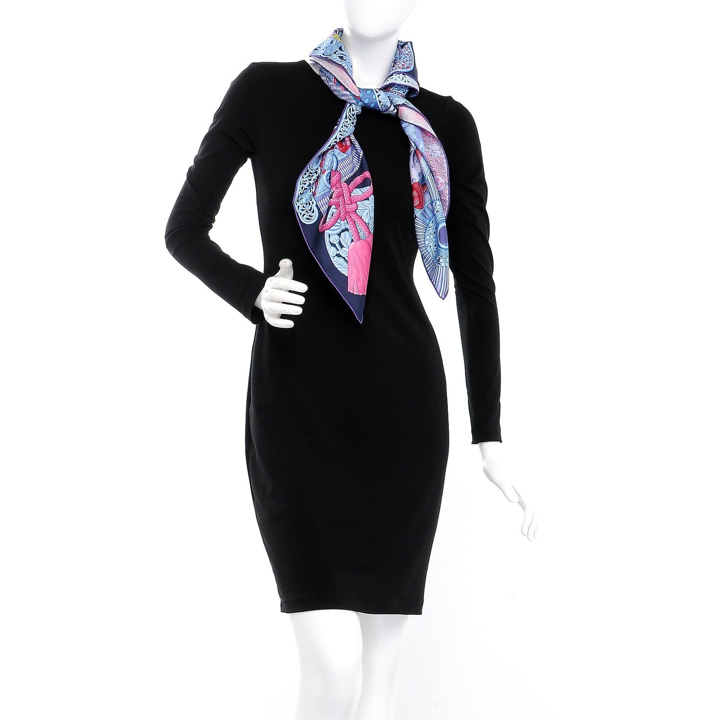 Silk Parures de Samouraïs Scarf 90 Marine Rose Bleu Glacier