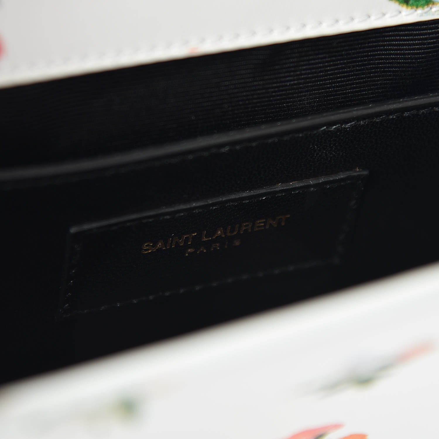 Saint Laurent Calfskin Prairie Flower Printed Small Classic Monogram Kate Satchel White 7 of 9
