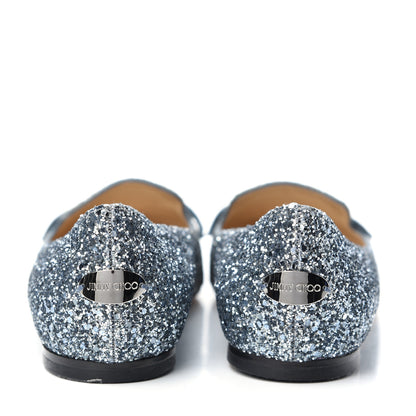 Jimmy Choo Glitter Degrade Fireball Gabie Flats 37.5 Silver Dusk Blue 7 of 10