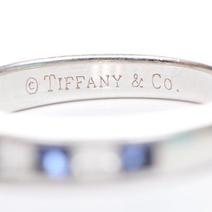 Tiffany Platinum Diamond Blue Sapphire Ring 49.5 5 7 of 8