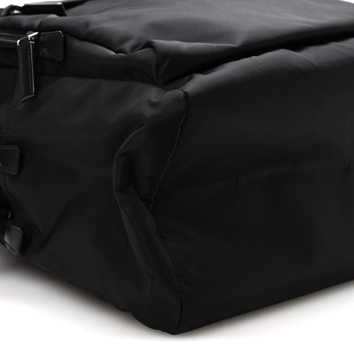 Re-Nylon Saffiano Zip Backpack Black