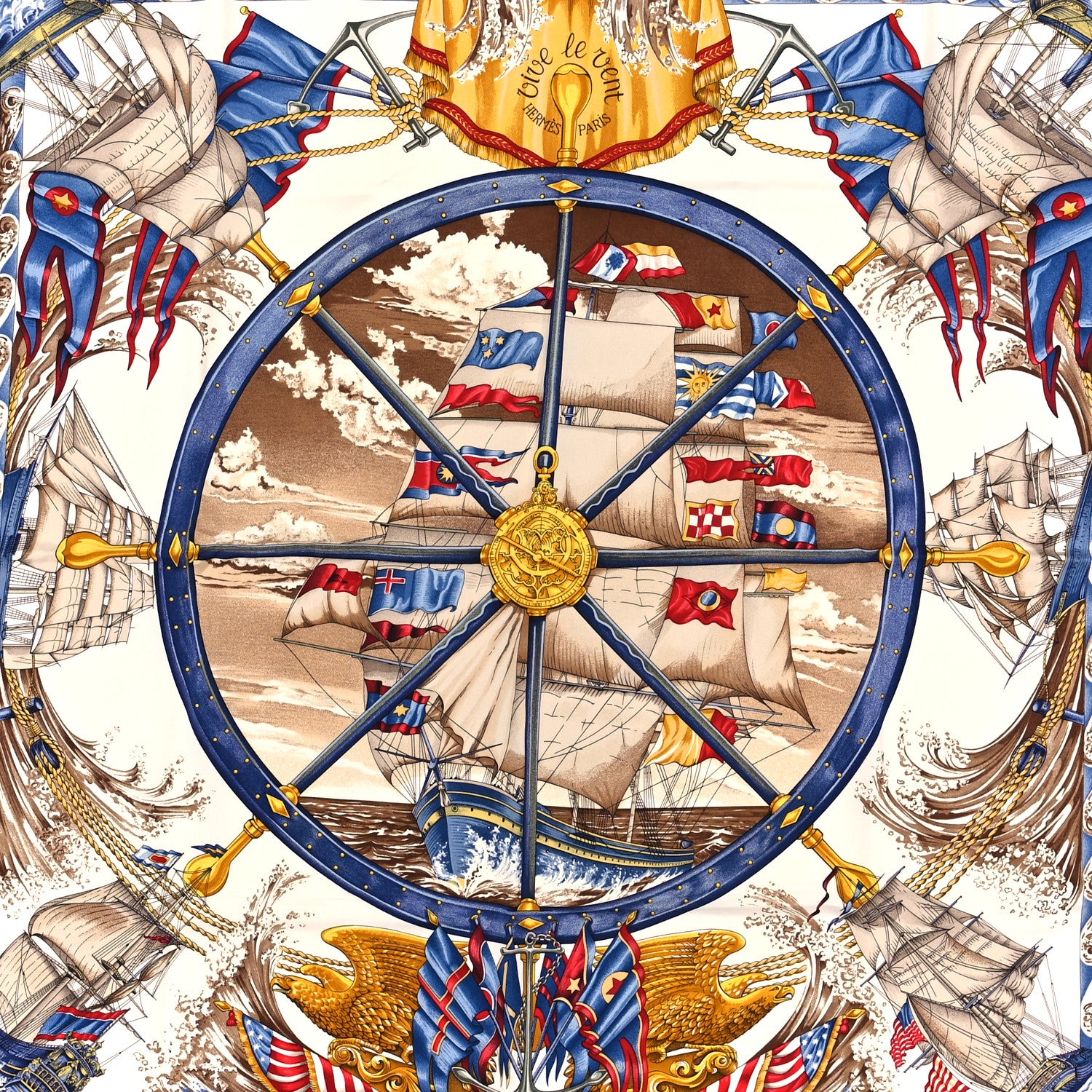 Hermes Silk Vive Le Vent Scarf 90 4 of 4