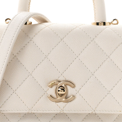 Chanel Caviar Quilted Extra Mini Coco Handle Flap White 15 of 19