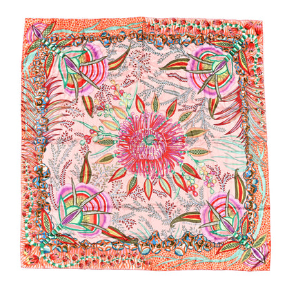 Hermes Silk Flowers of South Africa Scarf 140 Rose Mauve Vert 1 of 4