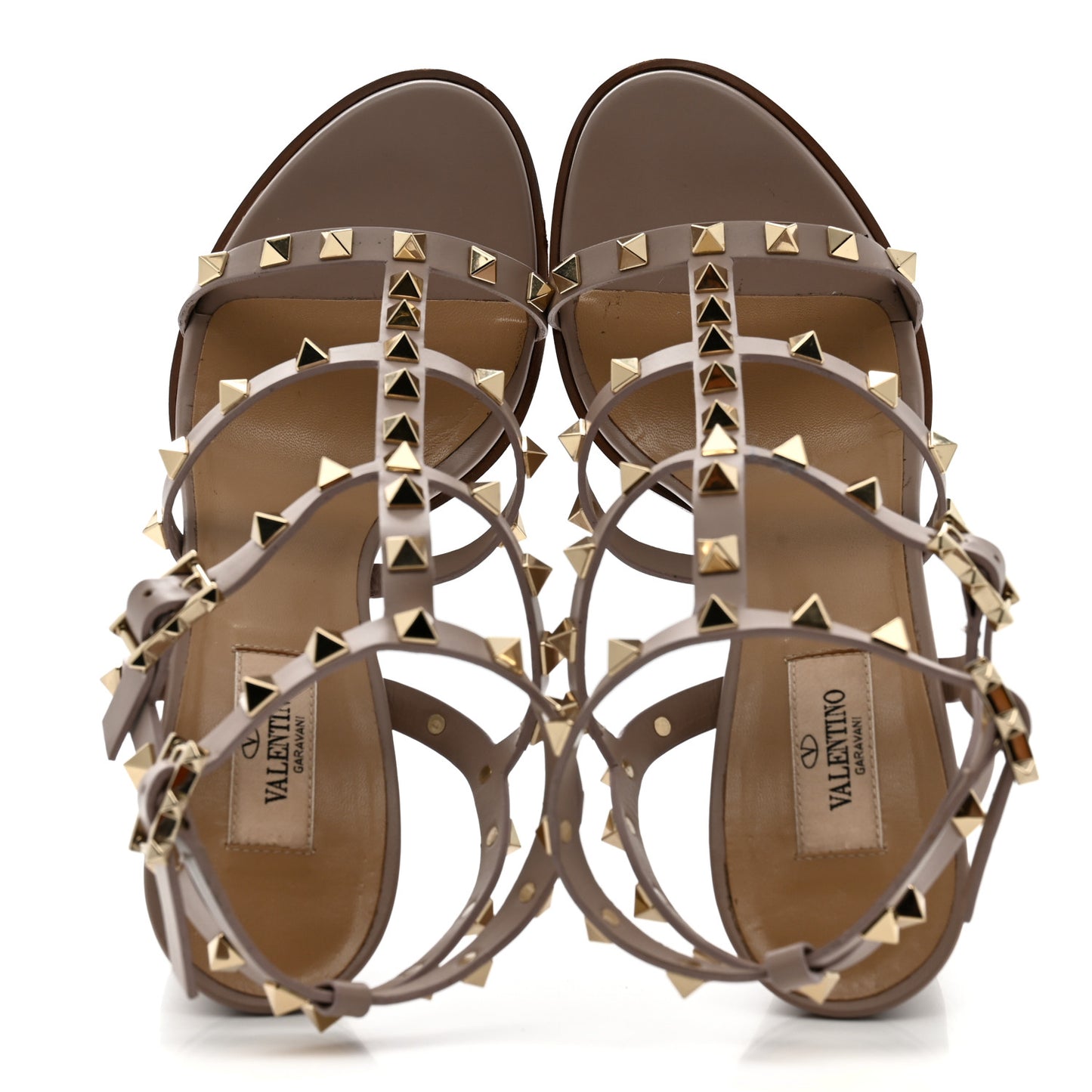 Calfskin Rockstud 90mm City Sandals 39.5 Poudre