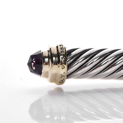 David Yurman Sterling Silver 14K Yellow Gold Amethyst 5mm Cable Classics Petite Color Bracelet 4 of 5