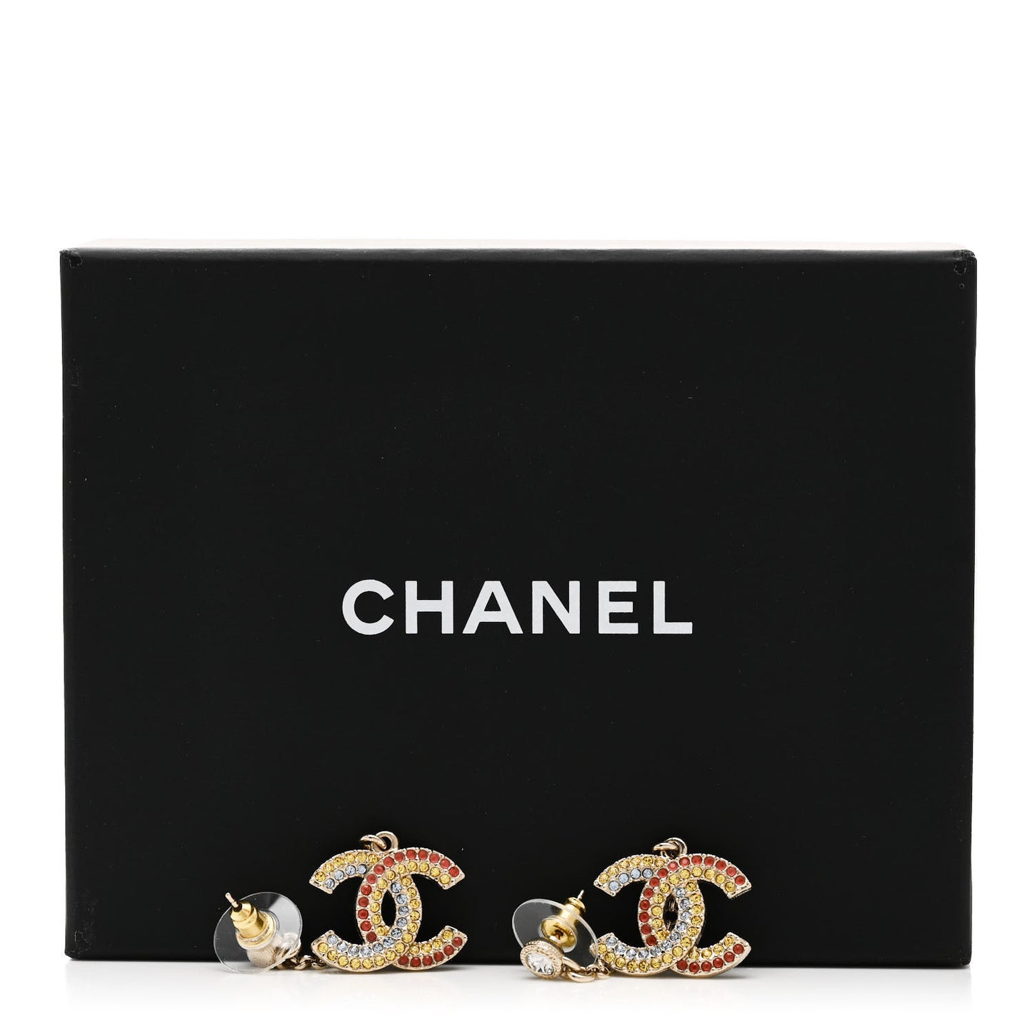 Crystal CC Drop Earrings Gold Multicolor