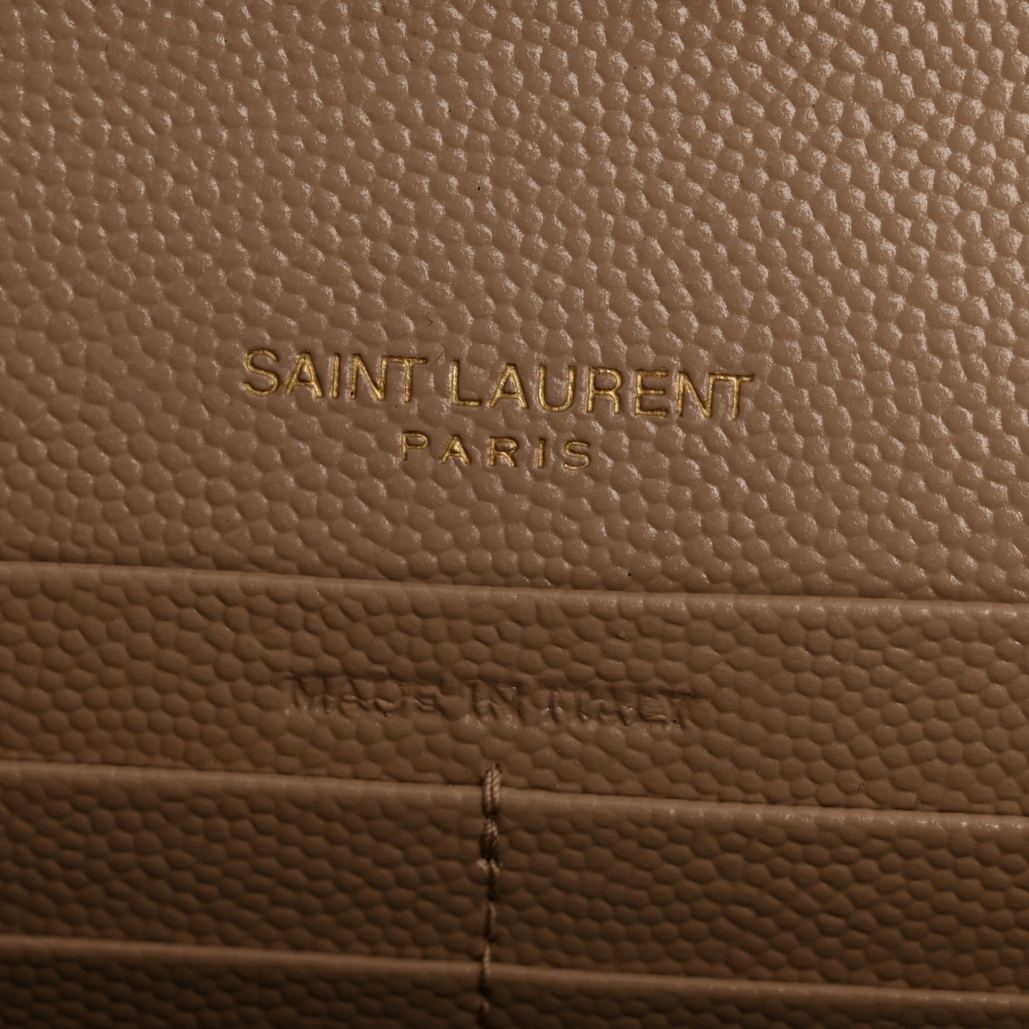 Saint Laurent Grain De Poudre Matelasse Chevron Monogram Chain Wallet Dark Beige 6 of 12